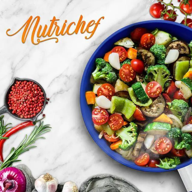 Alt view image 5 of 7 - NutriChef 10" Non-Stick Fry Pan with Lid & Silicone Handle - NCFRLD10 - Ceramic Coating