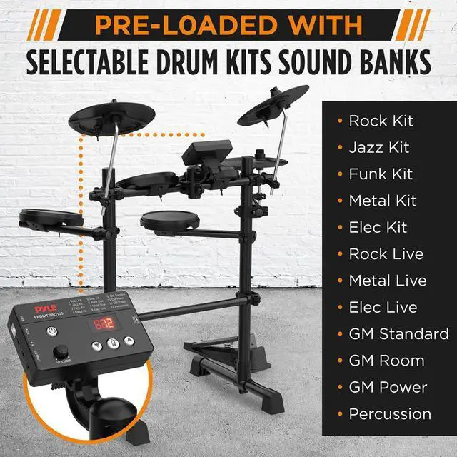 Alt view image 2 of 7 - Pyle Compact Roll-Up Electronic Drum Kit PEDKITPRO100 with MIDI, Foot Pedals & Stereo Speakers
