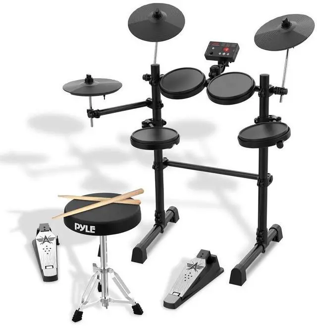 Main image of Pyle Compact Roll-Up Electronic Drum Kit PEDKITPRO100 with MIDI, Foot Pedals & Stereo Speakers