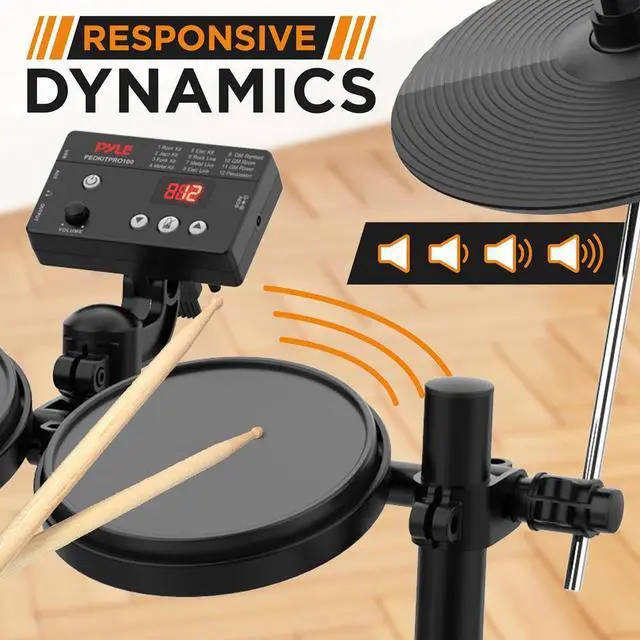 Alt view image 7 of 7 - Pyle Compact Roll-Up Electronic Drum Kit PEDKITPRO100 with MIDI, Foot Pedals & Stereo Speakers