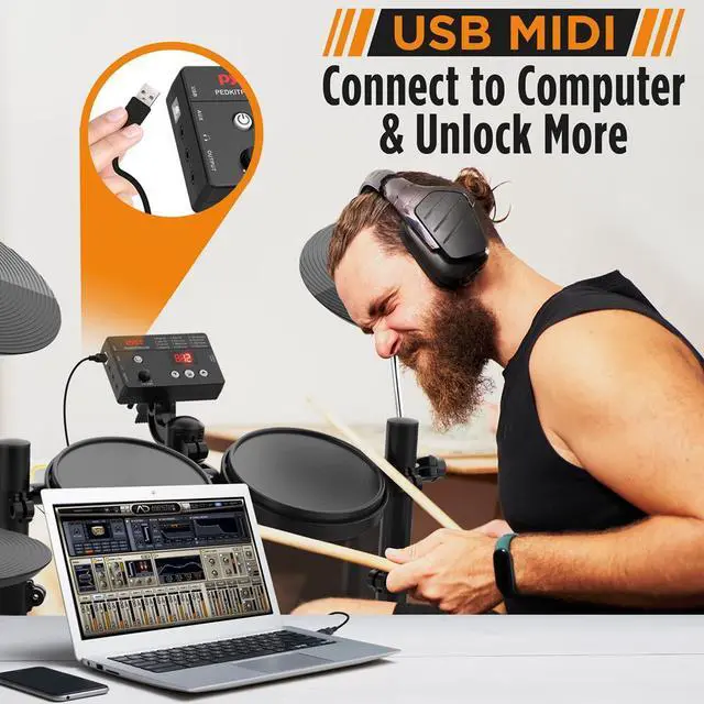 Alt view image 6 of 7 - Pyle Compact Roll-Up Electronic Drum Kit PEDKITPRO100 with MIDI, Foot Pedals & Stereo Speakers