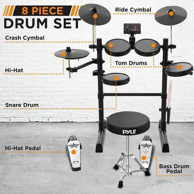 Alt view image 4 of 7 - Pyle Compact Roll-Up Electronic Drum Kit PEDKITPRO100 with MIDI, Foot Pedals & Stereo Speakers