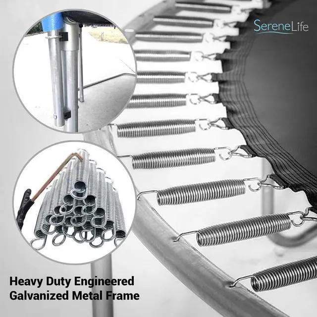 Alt view image 5 of 7 - SereneLife 12ft Outdoor Jumping Trampoline with Safety Net Enclosure for Kids, Teens & Young Adults, Waterproof, Weather-Resistant