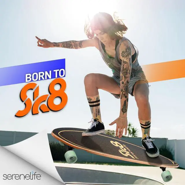 Alt view image 3 of 7 - SereneLife 8'' Canadian Maple Deck Skateboard - Mini Cruiser, Designed for Kids, Teens, and Adults (Green)