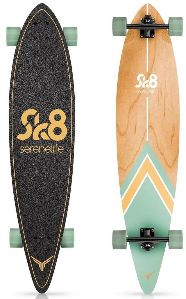 Main image of SereneLife 8'' Canadian Maple Deck Skateboard - Mini Cruiser, Designed for Kids, Teens, and Adults (Green)