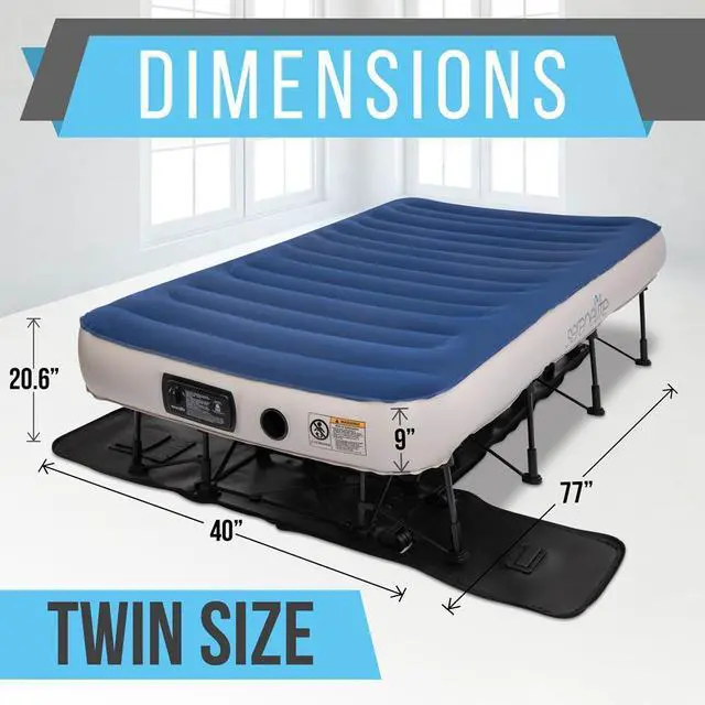 Alt view image 3 of 7 - SereneLife Premium Raised Twin Airbed with Steel Frame, Built-In Power Inflating Pump, 300 lbs Capacity