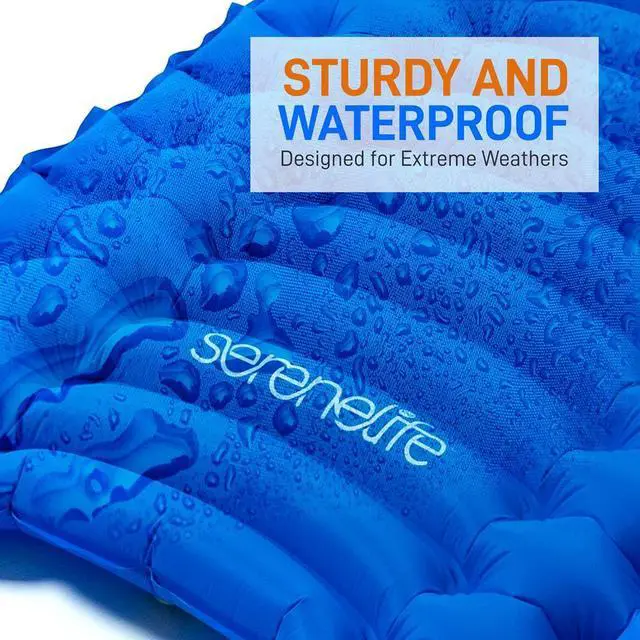 Alt view image 4 of 7 - SereneLife Ultralight Sleeping Pad with Carrying Bag, Lightweight & Compact Air Mattress for Backpacking and Hiking (Blue)