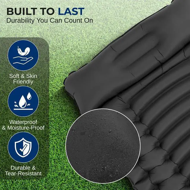 Alt view image 3 of 7 - SereneLife Ultralight Sleeping Pad with Carrying Bag, Self-Inflating & Compact for Backpacking and Hiking (Gray)