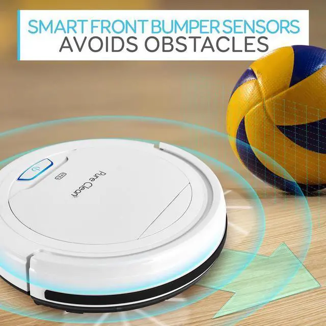 Alt view image 5 of 7 - Pure Clean Smart Robot Vacuum Cleaner  Automatic Cleaning with Self-Programmed Path, Anti-Fall Sensors, and One-Button Operation