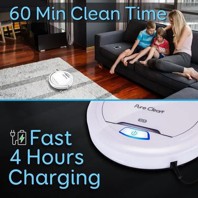 Alt view image 2 of 7 - Pure Clean Smart Robot Vacuum Cleaner  Automatic Cleaning with Self-Programmed Path, Anti-Fall Sensors, and One-Button Operation
