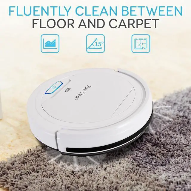 Alt view image 3 of 7 - Pure Clean Smart Robot Vacuum Cleaner  Automatic Cleaning with Self-Programmed Path, Anti-Fall Sensors, and One-Button Operation
