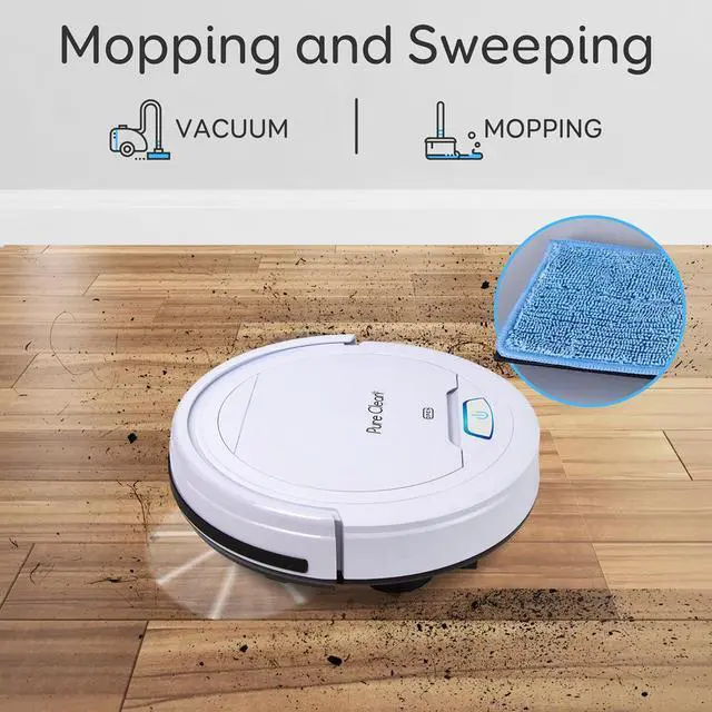 Alt view image 6 of 7 - Pure Clean Smart Robot Vacuum Cleaner  Automatic Cleaning with Self-Programmed Path, Anti-Fall Sensors, and One-Button Operation