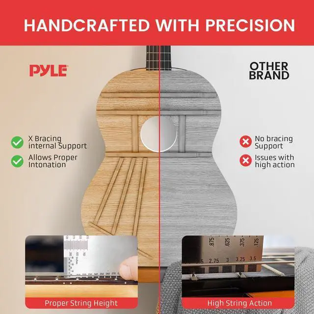 Alt view image 7 of 7 - Pyle 6-String Classic Nylon String Guitar, 30 Acoustic Junior Scale with Digital Tuner and Accessory Kit (Black)