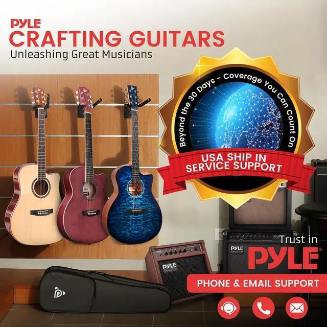 Alt view image 2 of 7 - Pyle 6-String Classic Nylon String Guitar, 30 Acoustic Junior Scale with Digital Tuner and Accessory Kit (Black)