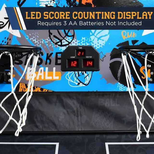 Alt view image 2 of 7 - SereneLife Dual-Shot Basketball Arcade Game, 2-Player System with LED Scoreboard, 8 Games, and 5 Mini Basketballs