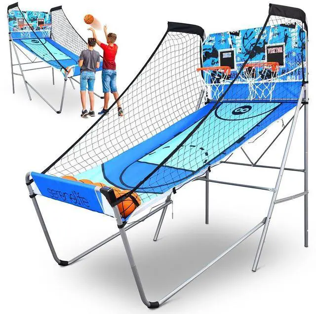 Main image of SereneLife Dual Shot Basketball Arcade Game - 2-Player System with LED Scoreboard, 8 Games, and 5 Mini Basketballs