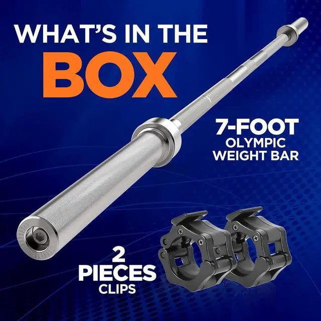 Alt view image 3 of 7 - SereneLife 7-Foot Olympic Barbell Bar - 34.17 lbs Weight Bar for Mens Workout with Plastic Clips