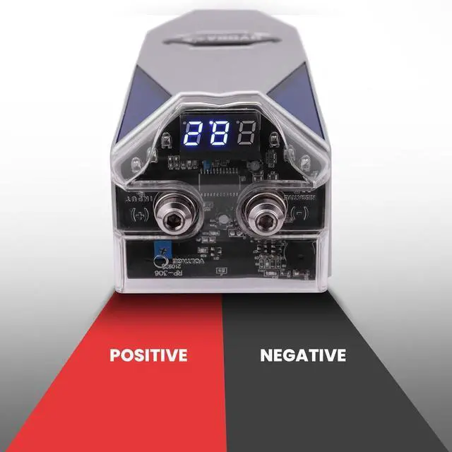 Alt view image 5 of 6 - Pyle 0.3 Farad Digital Power Capacitor - High-Performance Car Audio Accessory with Blue Digital Display and Stainless-Steel Screws