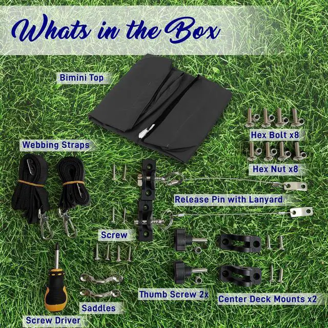 Alt view image 3 of 7 - SereneLife 4-Bow Bimini Top Boat Cover with 1" Aluminum Frame, Waterproof UV-Resistant Marine Canvas & Mounting Hardware (Gray, 96" x 67-72" x 54")