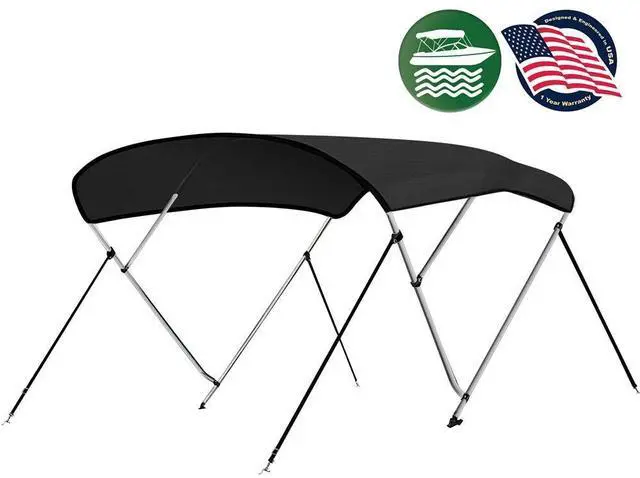 Main image of SereneLife 4-Bow Bimini Top Boat Cover with 1" Aluminum Frame, Waterproof UV-Resistant Marine Canvas & Mounting Hardware (Gray, 96" x 79-84" x 54")