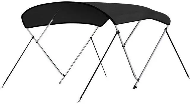 Main image of SereneLife 3-Bow Bimini Top Boat Cover with 1" Aluminum Frame, Waterproof UV-Resistant Marine Canvas & Mounting Hardware (Gray, 72" x 73-78" x 46")