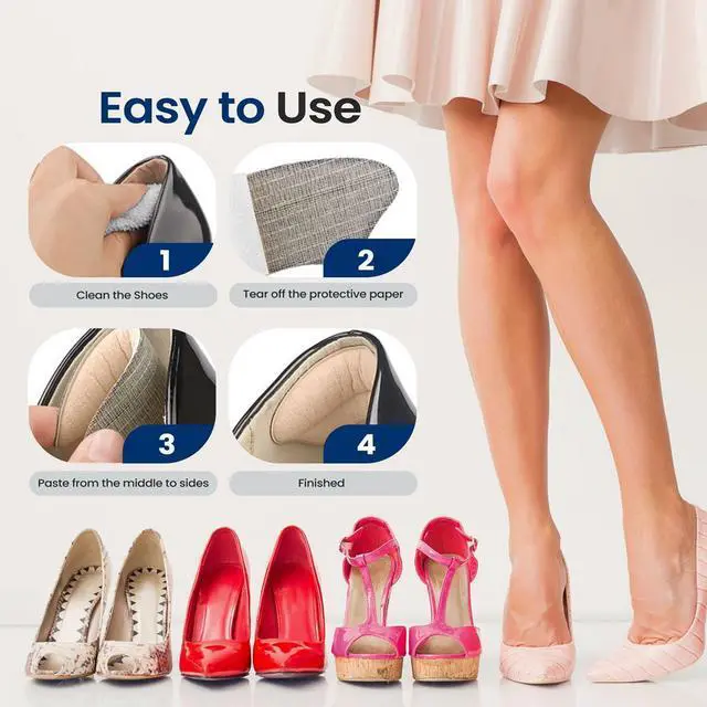 Alt view image 7 of 7 - SereneLife Heel Pad Cushions for Dress Shoes, High Heels & Loafers  Soft Sponge & Faux Leather, 12 Pairs (Black & Apricot)