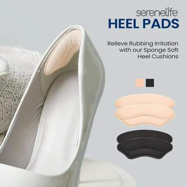 Alt view image 3 of 7 - SereneLife Heel Pad Cushions for Dress Shoes, High Heels & Loafers  Soft Sponge & Faux Leather, 12 Pairs (Black & Apricot)