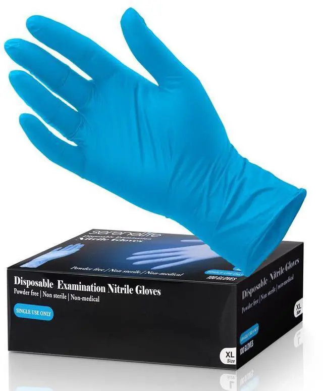 Main image of SereneLife Soft Industrial Gloves  Powder-Free Nitrile and Vinyl Disposable Gloves, Extra Large Size, 100-Count