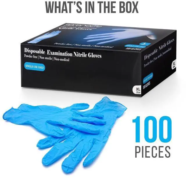 Alt view image 6 of 7 - SereneLife Soft Industrial Gloves  Powder-Free Nitrile and Vinyl Disposable Gloves, Extra Large Size, 100-Count