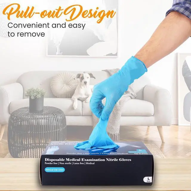 Alt view image 6 of 6 - SereneLife Soft Industrial Gloves  Disposable Nitrile Gloves, Medium Size, 100-Count