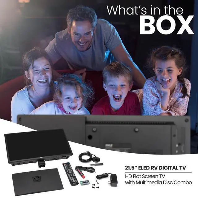 Alt view image 5 of 7 - Pyle 21.5 E-LED RV Digital TV  Full HD 1080p Flat Screen with Built-in DVD Player, Digital Antenna, HDMI & 12V/24V Car Adapter (PLTLD22)