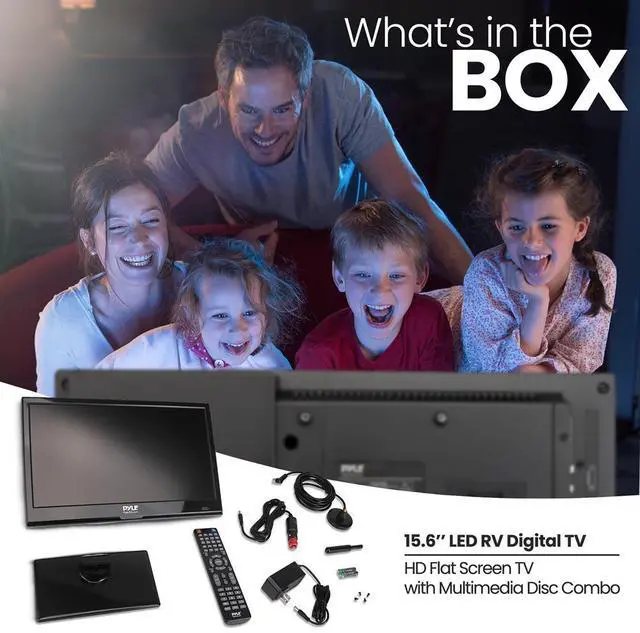 Alt view image 6 of 7 - Pyle 15.6 LED RV Digital TV  Full HD 1080p Flat Screen with Built-in DVD Player, Digital Antenna & 12V/24V Car Adapter (PLTLD16)