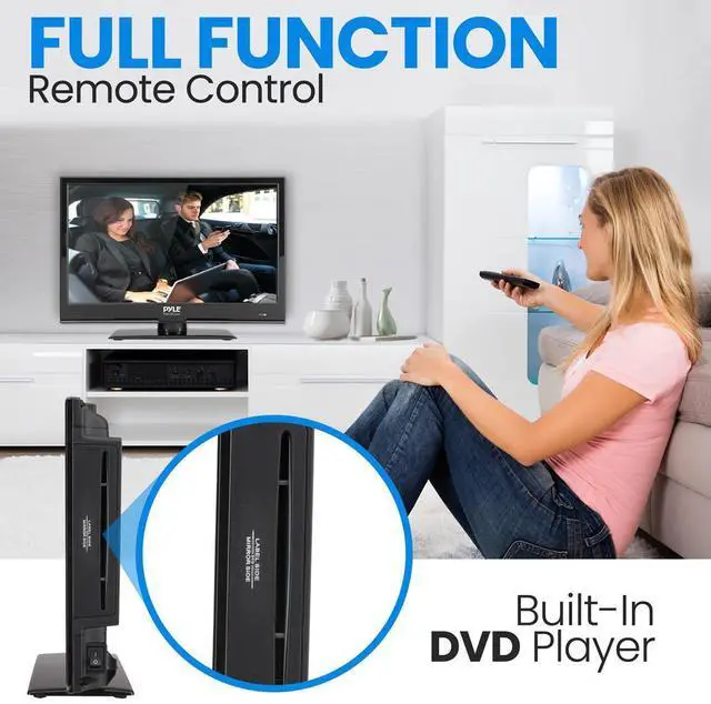 Alt view image 2 of 7 - Pyle 15.6 LED RV Digital TV  Full HD 1080p Flat Screen with Built-in DVD Player, Digital Antenna & 12V/24V Car Adapter (PLTLD16)