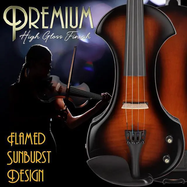 Alt view image 7 of 7 - Pyle Electric Plywood Violin Kit  Full Size Sunburst Violin with 10W Amp, Headphones, Tuner, Bow, Strings & Case  Student Starter Set (PEGVLNKT40)