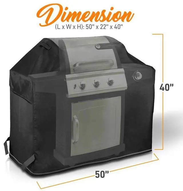 Alt view image 3 of 7 - SereneLife Heavy Duty Waterproof BBQ Grill Cover with Fabric Handles & Fastening Straps - SLGCS