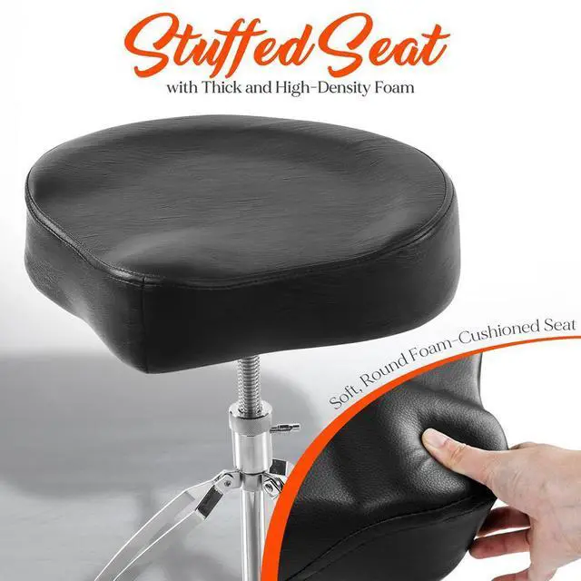 Alt view image 5 of 7 - Pyle Adjustable Double-Support Drum Stool with Foam-Cushioned Seat & Tripod Legs, Portable & Durable - PSEATDRM24