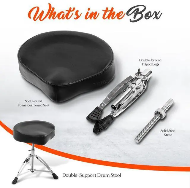 Alt view image 2 of 7 - Pyle Adjustable Double-Support Drum Stool with Foam-Cushioned Seat & Tripod Legs, Portable & Durable - PSEATDRM24