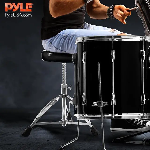 Alt view image 6 of 7 - Pyle Adjustable Double-Support Drum Stool with Foam-Cushioned Seat & Tripod Legs, Portable & Durable - PSEATDRM24