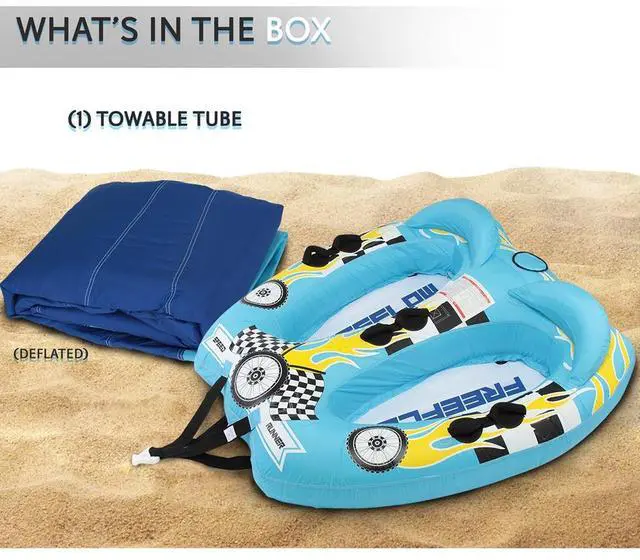 Alt view image 3 of 7 - SereneLife Inflatable Towable Tube for Boating, 2-Rider Capacity, Watersports Towable with Front Tow Point - SLTOWBL10