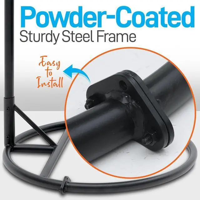 Alt view image 5 of 7 - SereneLife Wicker Rattan Swing Chair with Cushions, Powder-Coated Steel Frame, Outdoor/Indoor Garden Decoration (Black) - SLGZ0EGBL