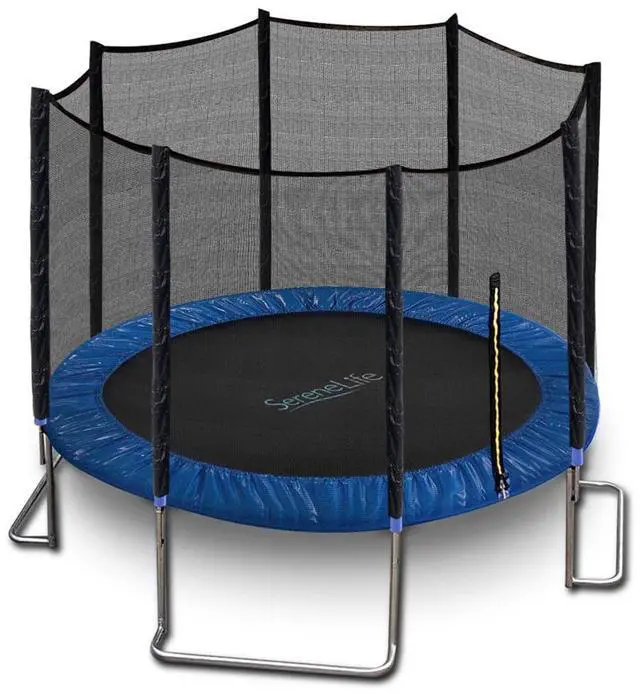 Main image of SereneLife 8ft Outdoor Trampoline with Safety Net Enclosure, Large Jumping Surface, Weather-Resistant Design - SLTRA8BL