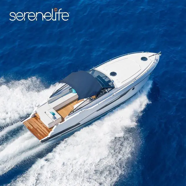 Alt view image 6 of 7 - SereneLife 3 Bow Bimini Top, Marine-Grade 600D Polyester Canvas with 2 Straps, Rear Support Poles, and Aluminum Frame - SLBT3RB794