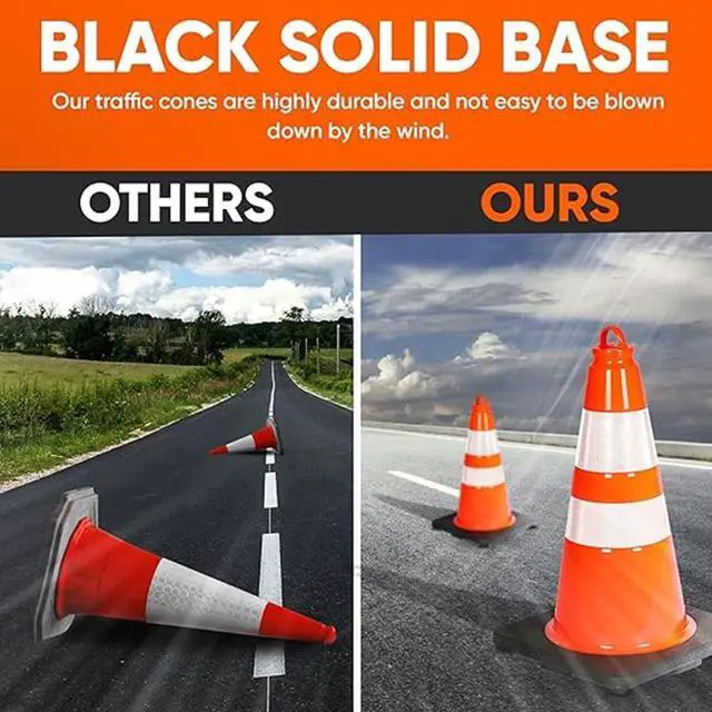 Alt view image 6 of 7 - Pyle 18" PVC Cone Set of 10, High-Visibility Traffic Safety Cones for Roadwork, Parking, and Construction Zones (Orange) - PTCN18X10