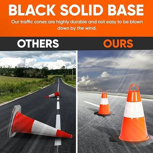 Alt view image 6 of 7 - Pyle 12" PVC Cone Set of 12, High-Visibility Traffic Safety Cones for Roadwork, Parking, and Construction Zones (Orange) - PTCN12X12