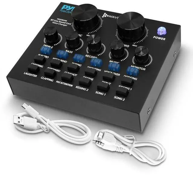 Main image of Pyle Compact Karaoke Live Sound Card, Voice Changer Device for PS4, Xbox, Smartphone, iPad, Computer with Multiple Sound Effects - PTCN208