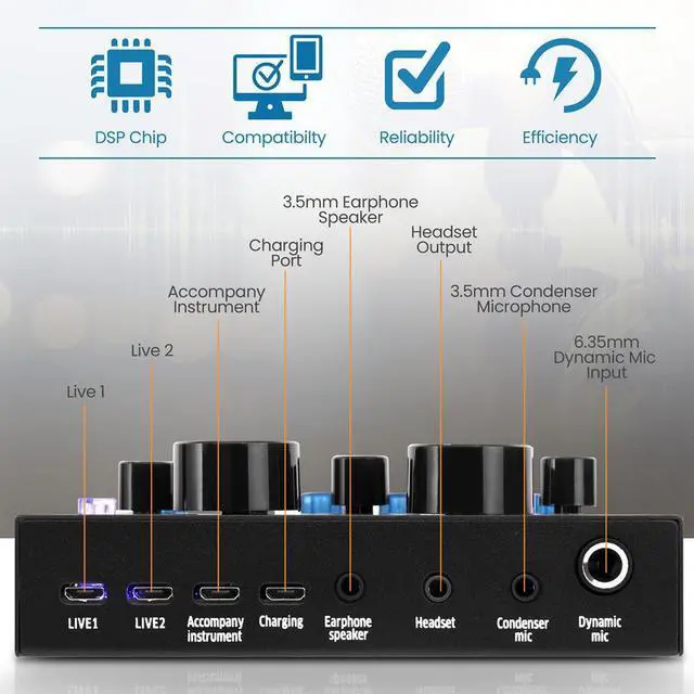 Alt view image 4 of 7 - Pyle Compact Karaoke Live Sound Card, Voice Changer Device for PS4, Xbox, Smartphone, iPad, Computer with Multiple Sound Effects - PTCN208