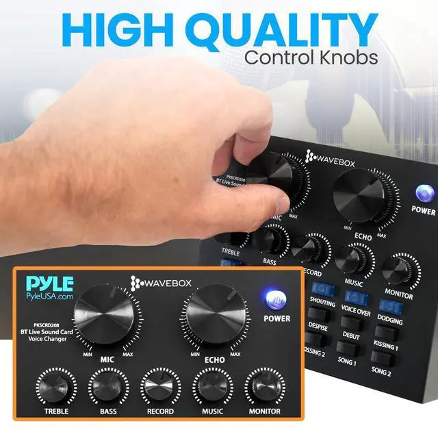 Alt view image 3 of 7 - Pyle Compact Karaoke Live Sound Card, Voice Changer Device for PS4, Xbox, Smartphone, iPad, Computer with Multiple Sound Effects - PTCN208