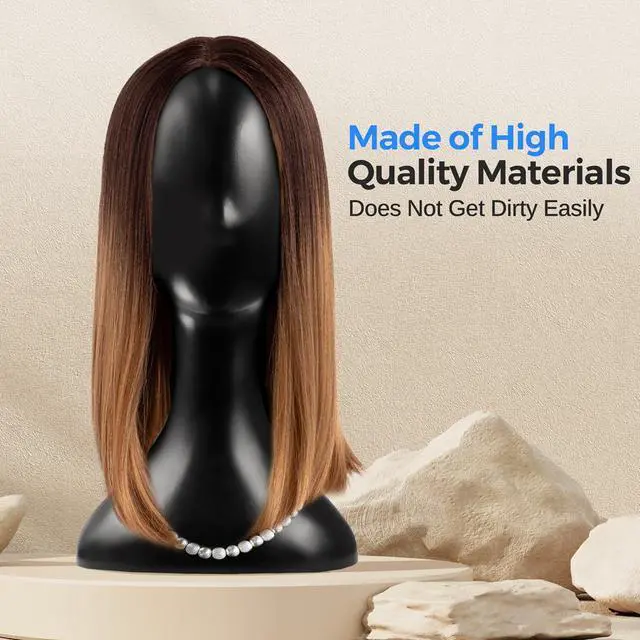 Alt view image 7 of 7 - SereneLife Professional Plastic Mannequin Head for Styling, Wig Display, and Jewelry - Black, 16.1" Height - SLMAQHDSK57