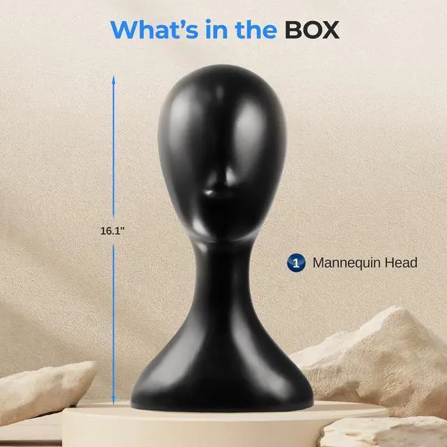 Alt view image 4 of 7 - SereneLife Professional Plastic Mannequin Head for Styling, Wig Display, and Jewelry - Black, 16.1" Height - SLMAQHDSK57