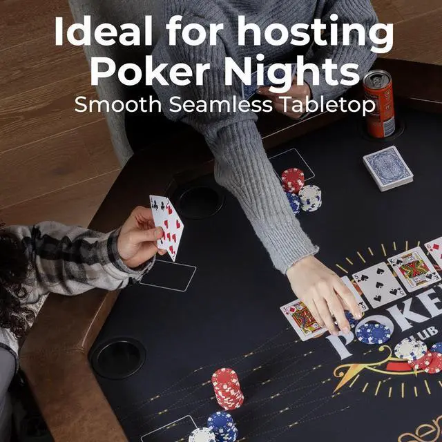 Alt view image 5 of 7 - SereneLife Octagonal Poker/Casino Game Table with Cushioned Rail, 8 Players, Foldable & Portable - SLPTH740